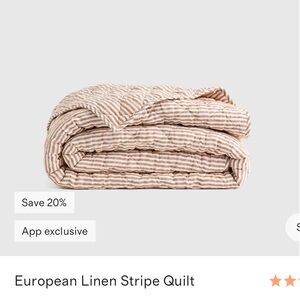 QUINCE European Linen Striped Quilt - Terracotta